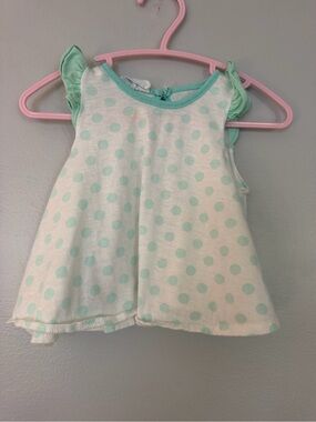 Vintage Girls' Mint Polka Dot Ruffle Sleeve Tank Top